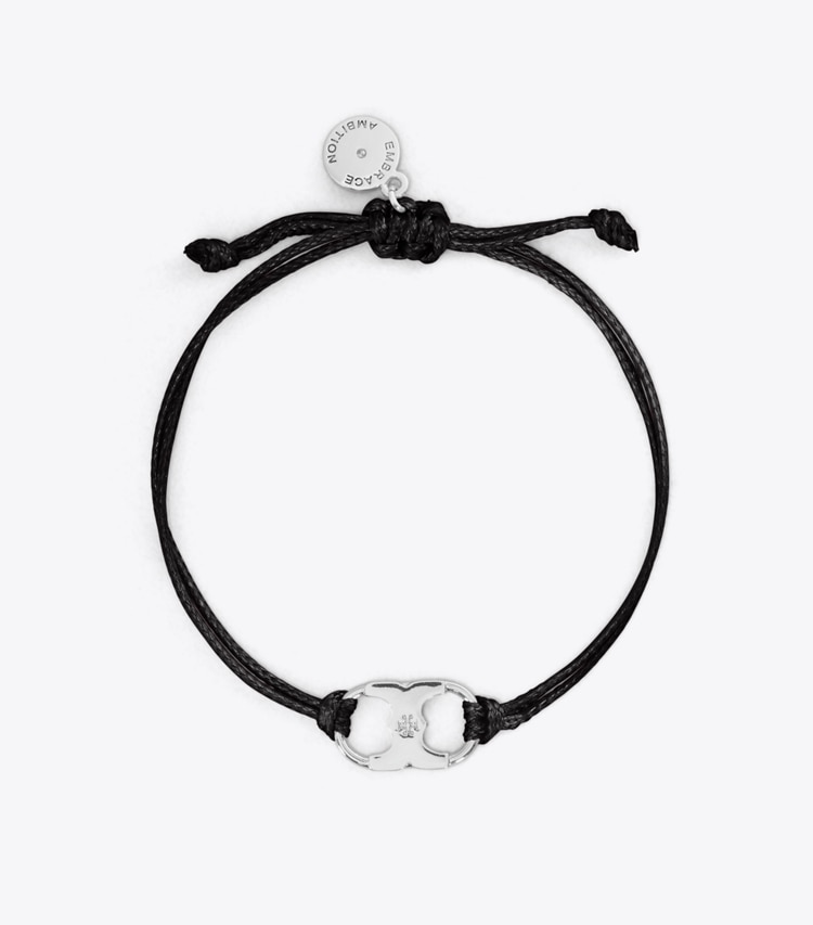 Tory Burch designer bracelets Embrace Ambition Bracelet in Tory Silver / Black front