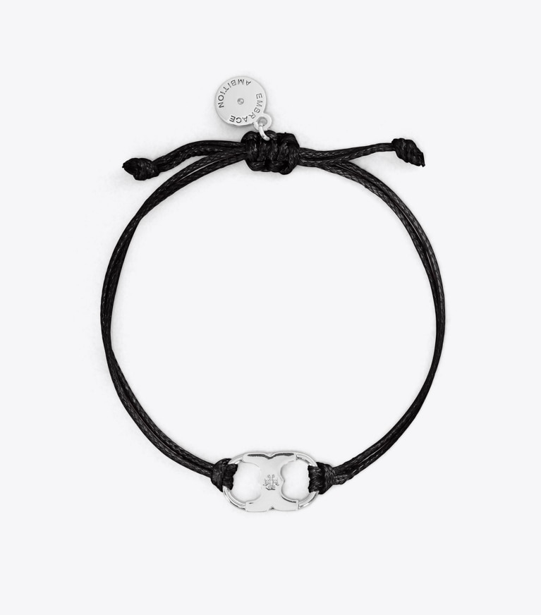 Tory Burch designer bracelets Embrace Ambition Bracelet in Tory Silver / Black front