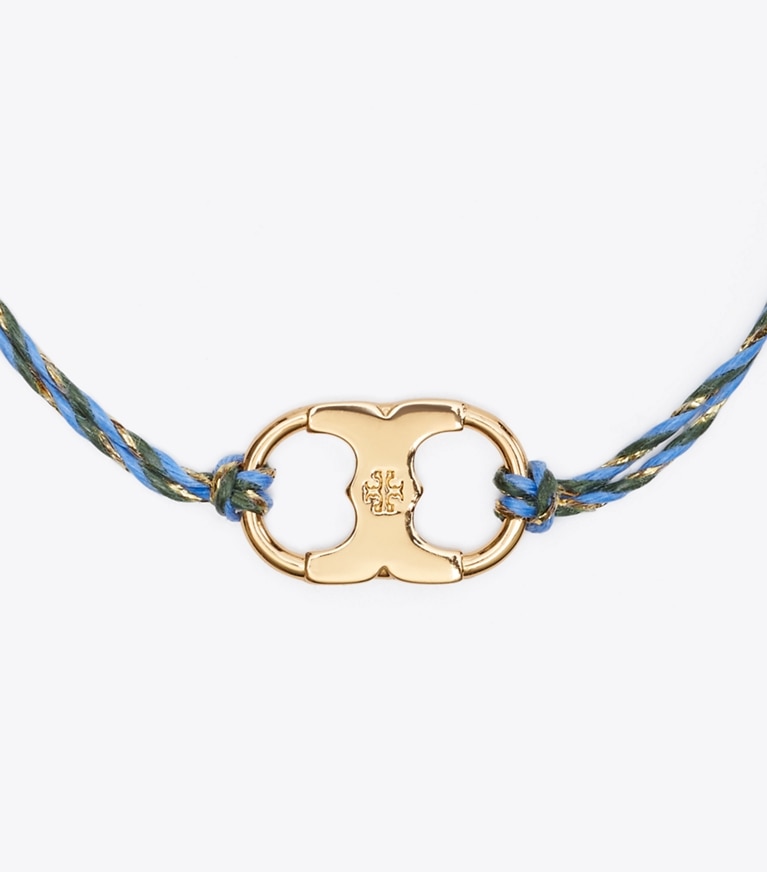 Tory Burch designer bracelets Embrace Ambition Braided Bracelet in Tory Gold / Blue Multi front