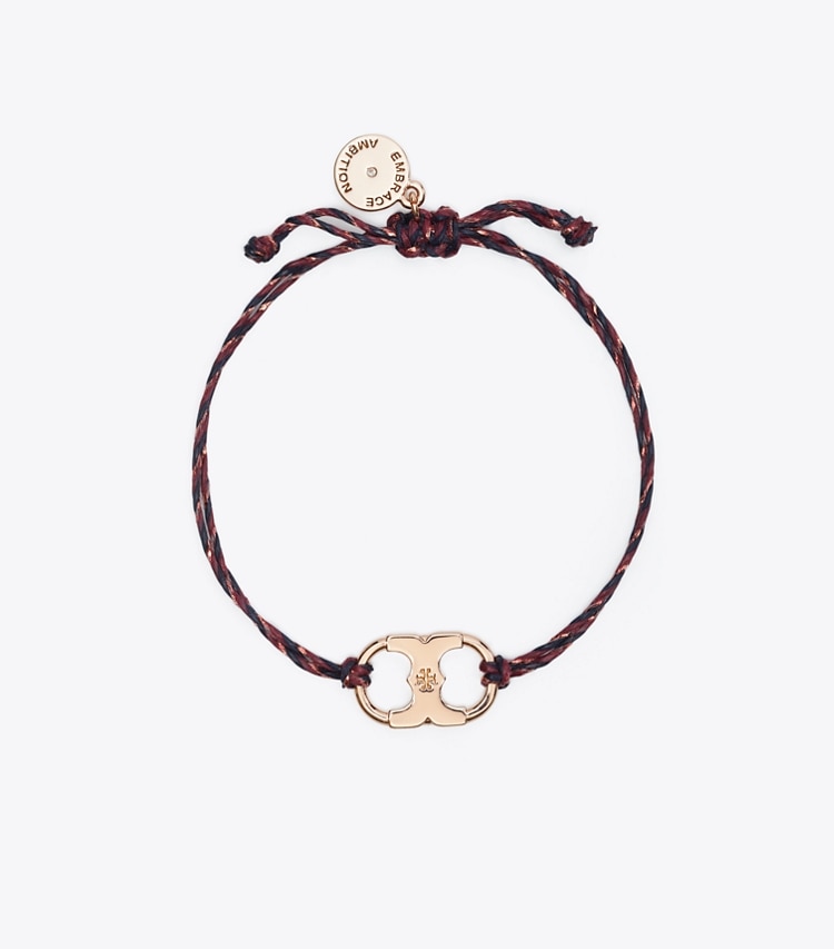Tory Burch designer bracelets Embrace Ambition Braided Bracelet in Rose Gold / Burgundy front