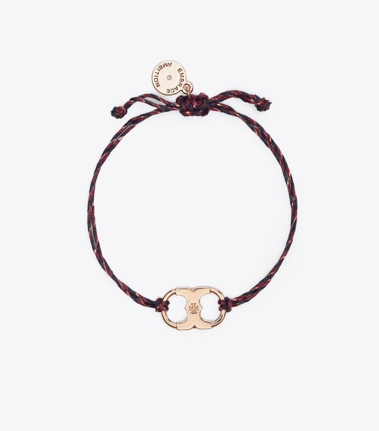 Tory Burch designer bracelets Embrace Ambition Braided Bracelet in Rose Gold / Burgundy front