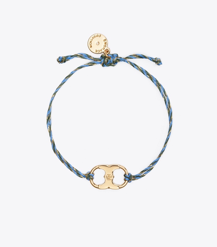 Tory Burch designer bracelets Embrace Ambition Braided Bracelet in Tory Gold / Blue Multi front