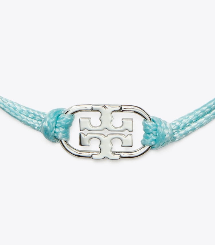 Tory Burch designer bracelets Embrace Ambition Logo Bracelet in Tory Silver / Light Blue detail