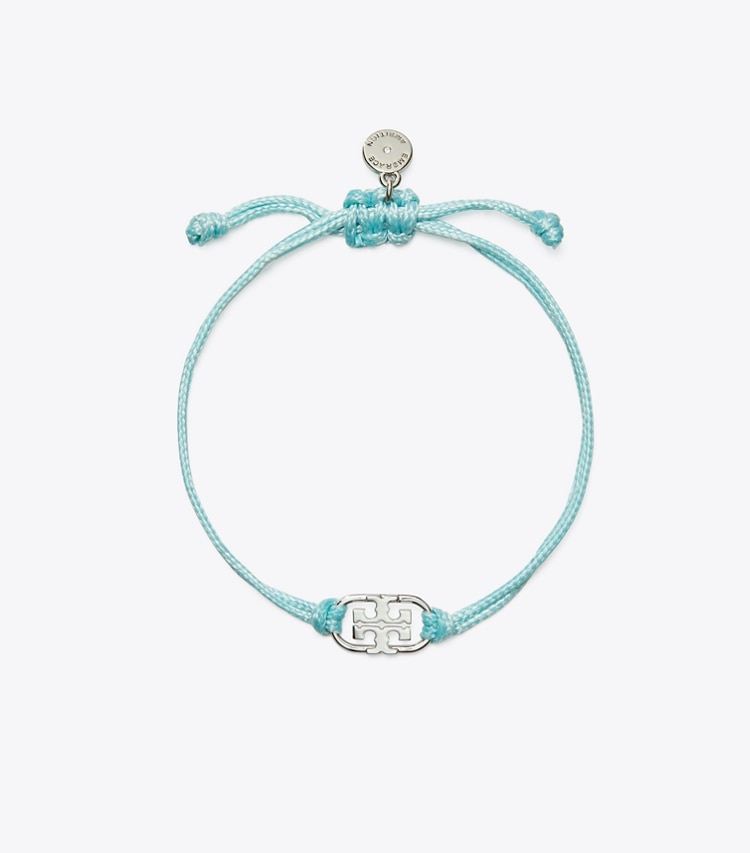 Tory Burch designer bracelets Embrace Ambition Logo Bracelet in Tory Silver / Light Blue front