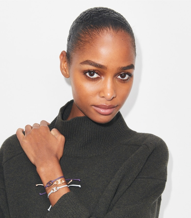 Tory Burch designer bracelets Embrace Ambition Pavé Bracelet in GOLD accessory on model