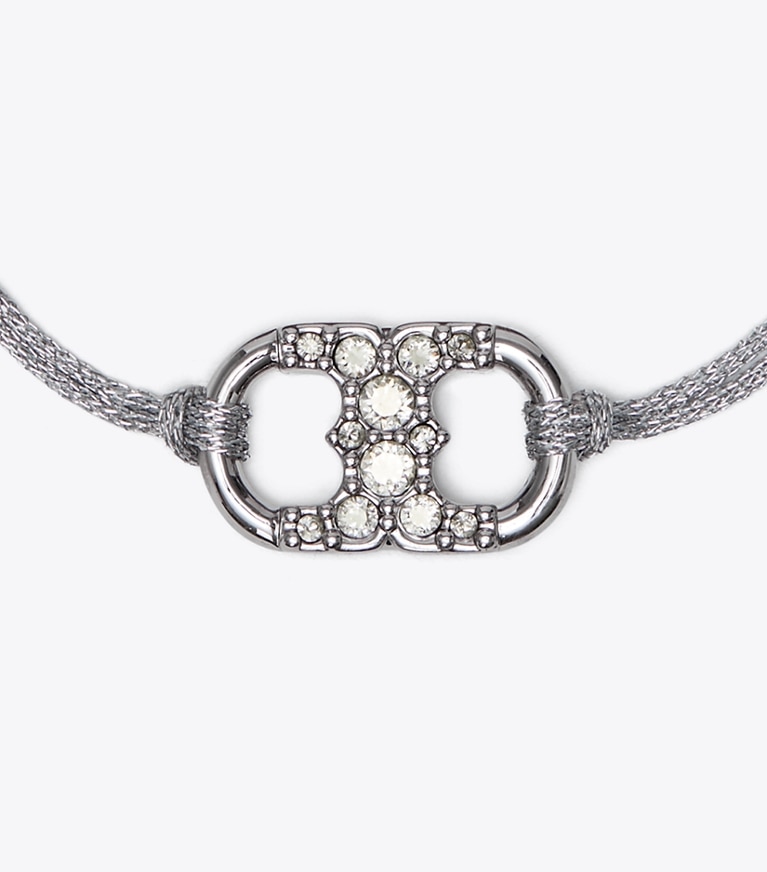 Tory Burch designer bracelets Embrace Ambition Pavé Bracelet in Tory Silver / Silver / Crystal front