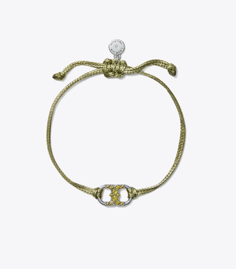 Tory Burch designer bracelets Embrace Ambition Pavé Bracelet in Green / Crystal front