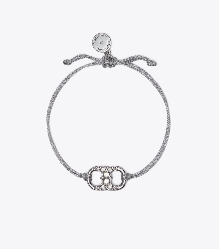 Tory Burch designer bracelets Embrace Ambition Pavé Bracelet in Tory Silver / Silver / Crystal front