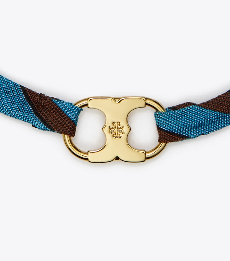 Tory Burch designer armbänder Embrace Ambition Wickelarmband in Tory Gold / Blue / Brown front