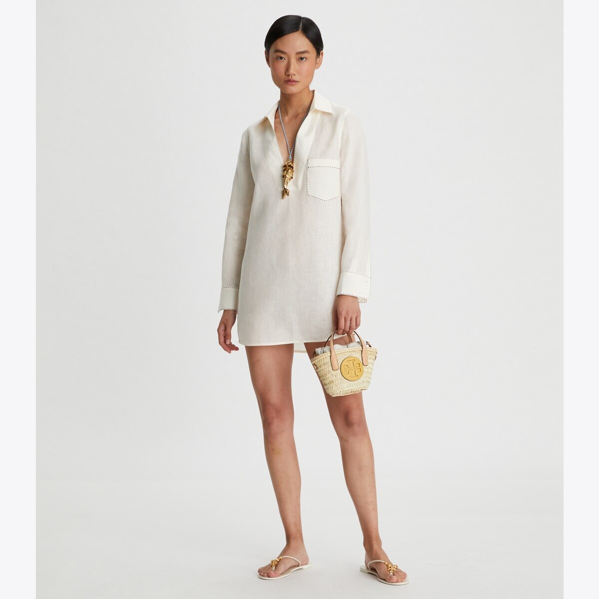 Embroidered Beach Shirt: Women's Designer Coverups | Tory Burch