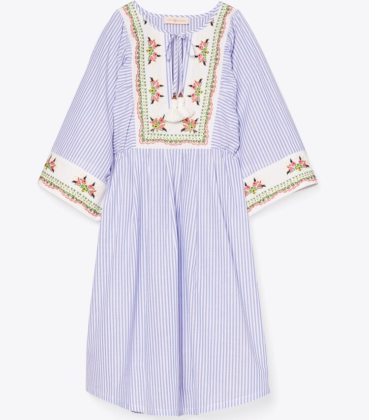Tory Burch designer coverups Embroidered Beach Tunic in Classic Stripe front