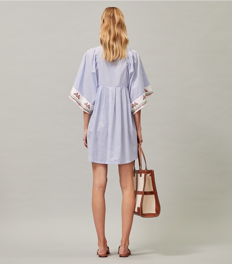 Tory Burch designer coverups Embroidered Beach Tunic in Classic Stripe front