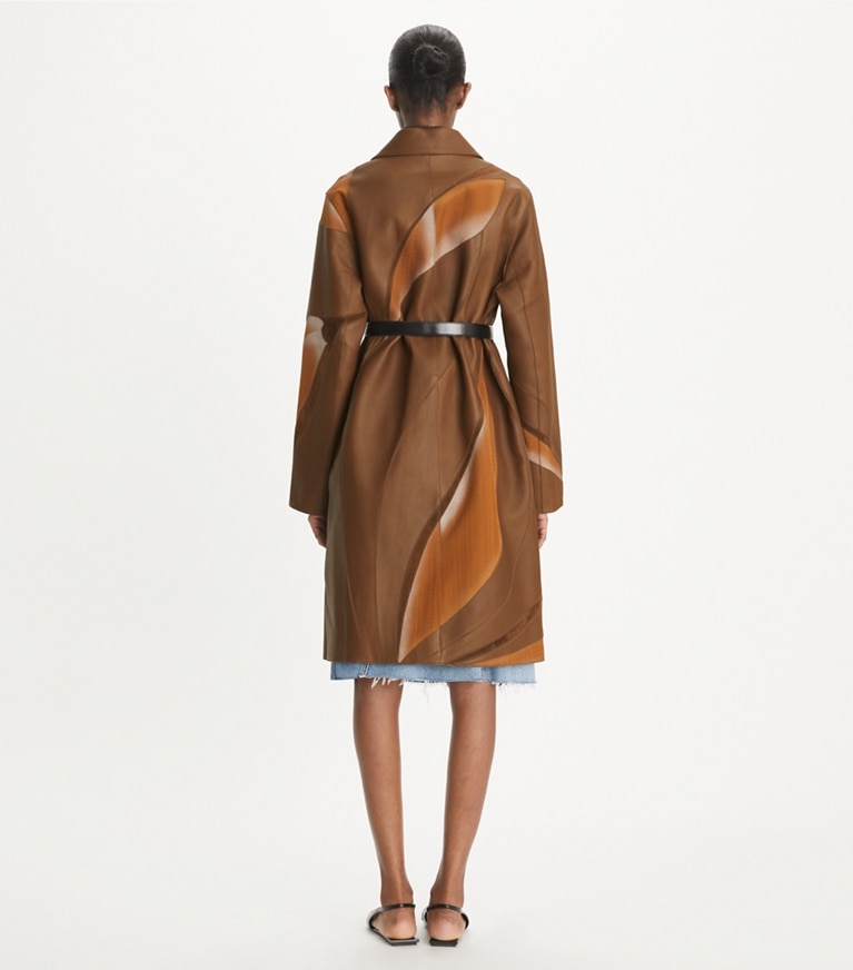 Tory Burch designer coats Embroidered Coat in Coffee Liqueúr front