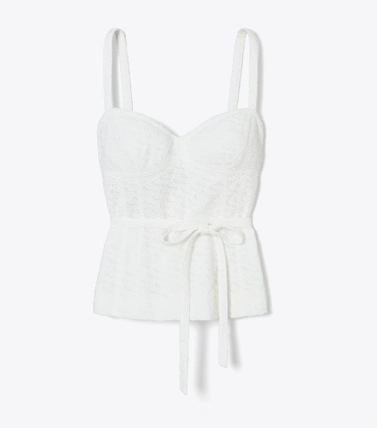 Tory Burch designer tops Embroidered Cotton Broderie Anglaise Cotton Top in White front