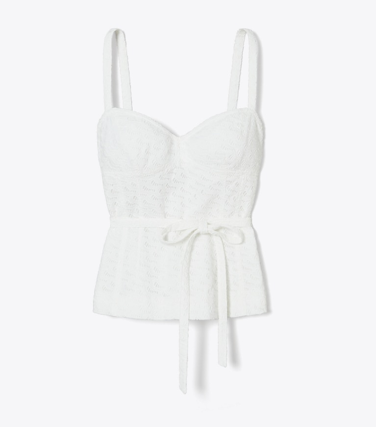Tory Burch designer tops Embroidered Cotton Broderie Anglaise Cotton Top in White front