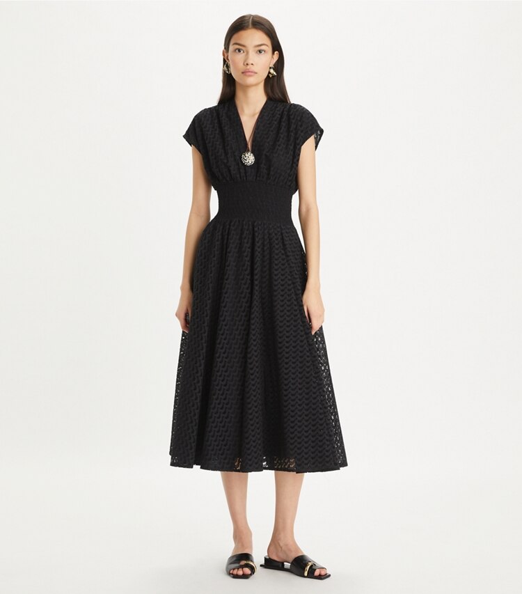 Tory Burch designer ドレス エンブロイダリー コットンドレス in Black モデル前面