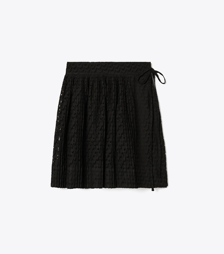 Tory Burch designer bottoms Embroidered Cotton Skirt in Black front