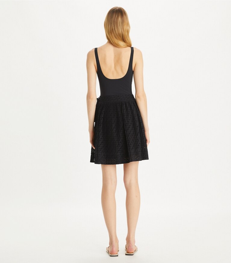 Tory Burch designer bottoms Embroidered Cotton Skirt in Black front