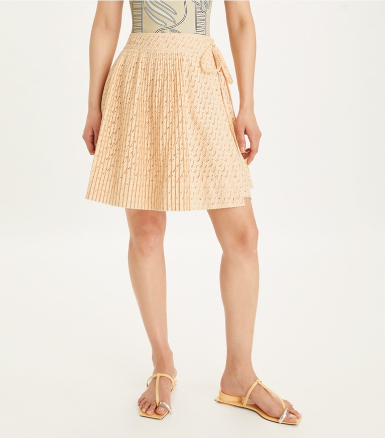 Tory Burch designer bottoms Embroidered Cotton Skirt in Pink Sorbet front