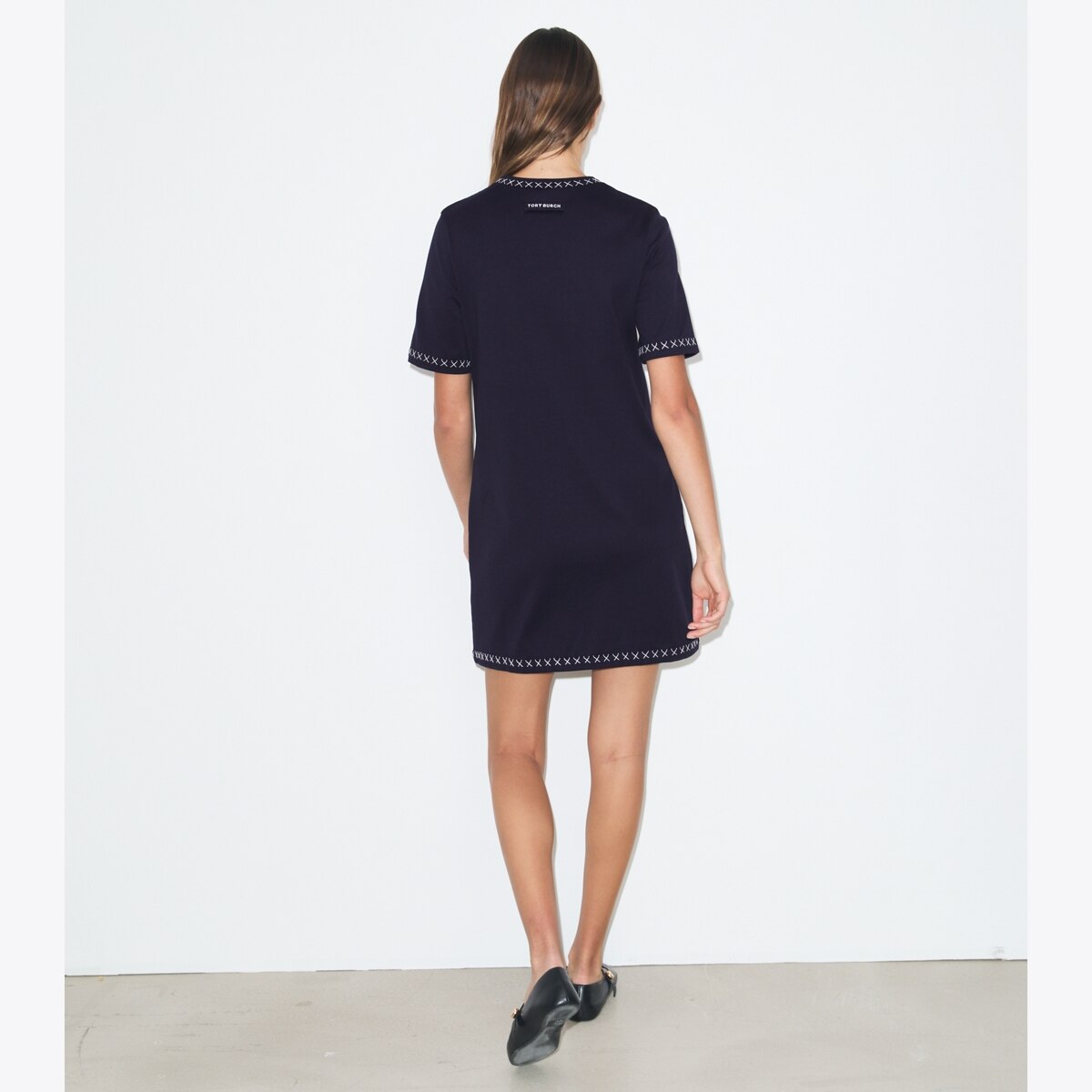 tory burch embroidered beach dress Women's Cotton T-Shirt in Medium Navy, size XS Size:11.5 US Men (10.5 UK/AU)