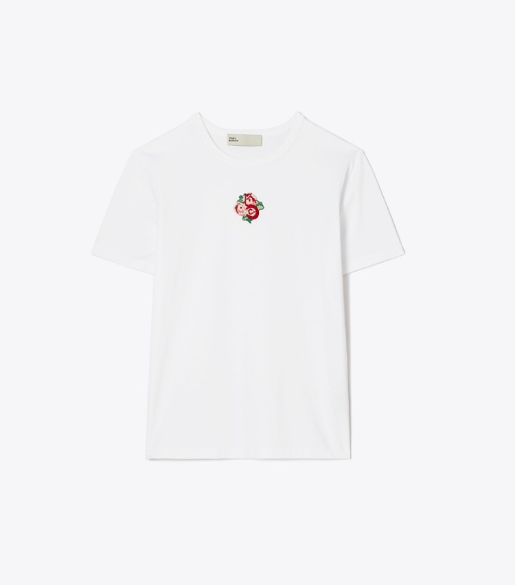 Embroidered Floral Tee: Women's Designer Tops | Tory Burch