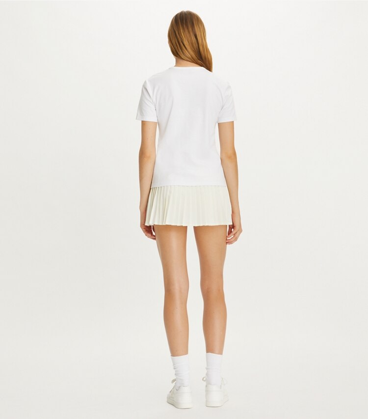 Tory Burch designer tops Embroidered Floral Tee in White Multi on model back