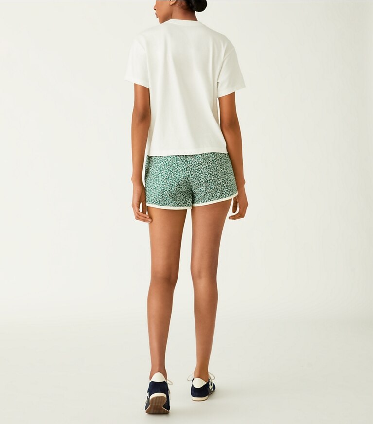 Tory Sport designer tops Embroidered Heart Logo T-Shirt in Snow White / Tory Navy front
