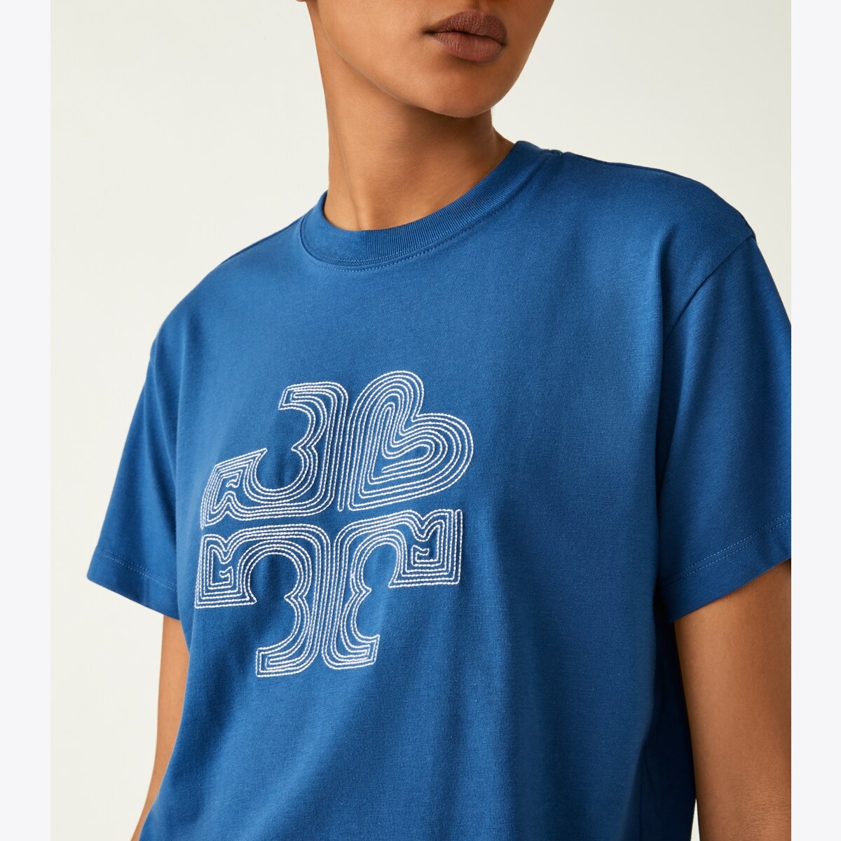 Embroidered Heart Logo T-Shirt: Women's Designer Tops | Tory