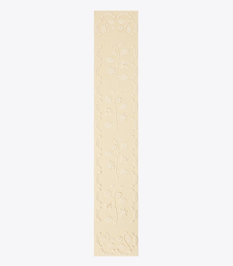 Tory Burch designer scarves Embroidered Knit Scarf in Oatmeal / Ivory overhead