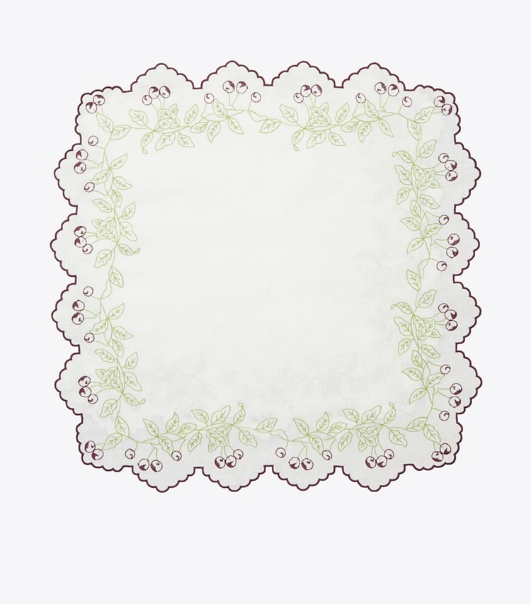 Tory Burch designer linge Embroidered Linen Dinner Napkin, Set Of 4 dans White / Multi de face