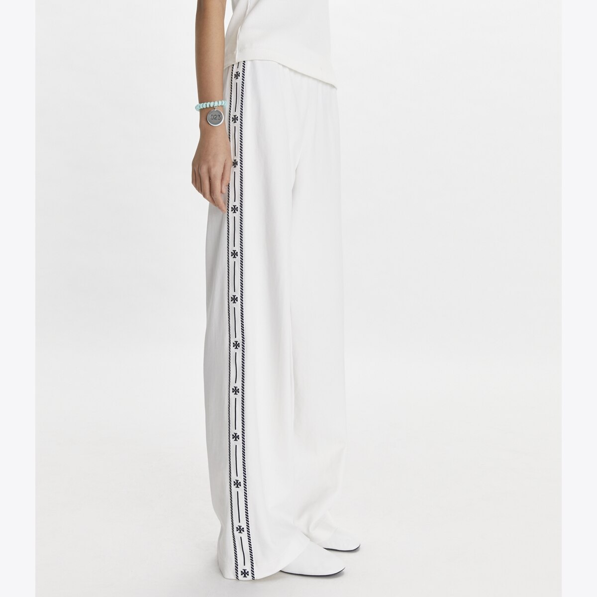 Embroidered Logo Nylon Track Pant: Women's Designer Bottoms