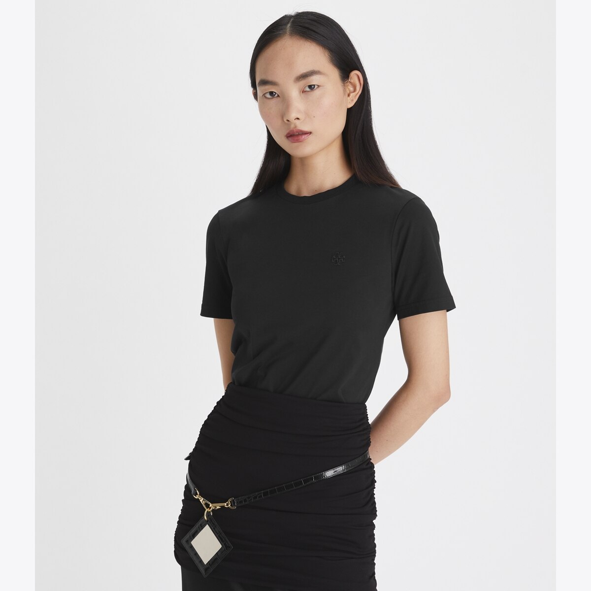 【送料&関税込】Tory Burch Logo Embellished Crewneck T-shirt Embellished Logo T-Shirt: Women's Designer Tops | Tory Burch