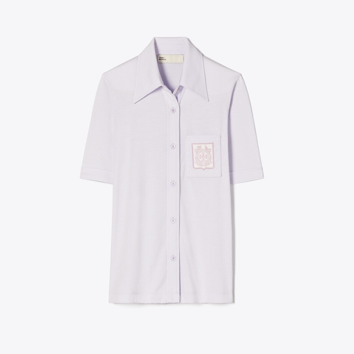 Embroidered Mercerized Cotton Polo: Women's Designer Tops | Tory Burch