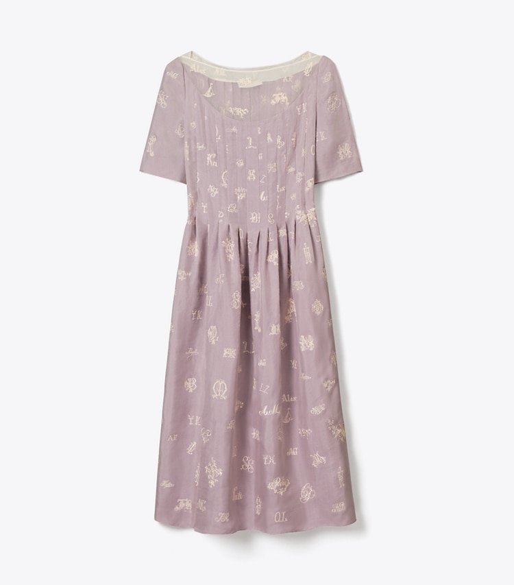 Tory Burch designer dresses Embroidered Silk Dress in Lilac front