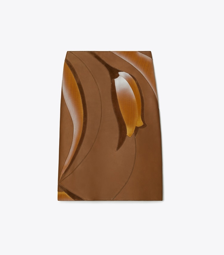 Tory Burch designer bottoms Embroidered Skirt in Coffee front