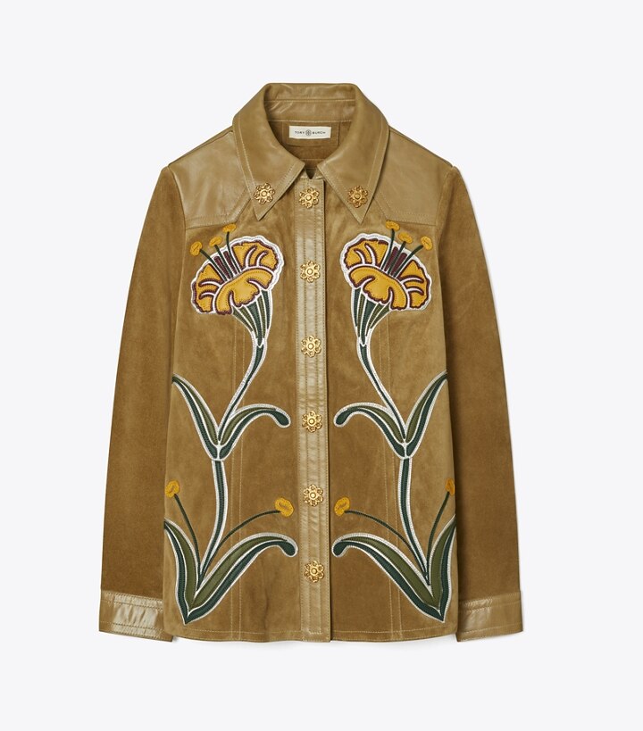 Embroidered Suede Reva Jacket: Women's Designer Jackets | Tory Burch