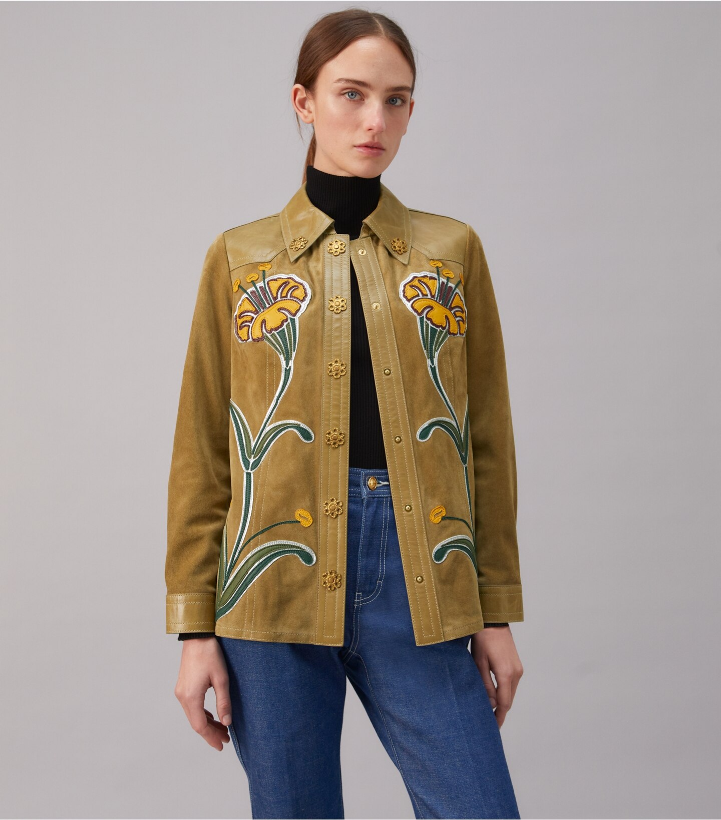 Embroidered Suede Reva Jacket