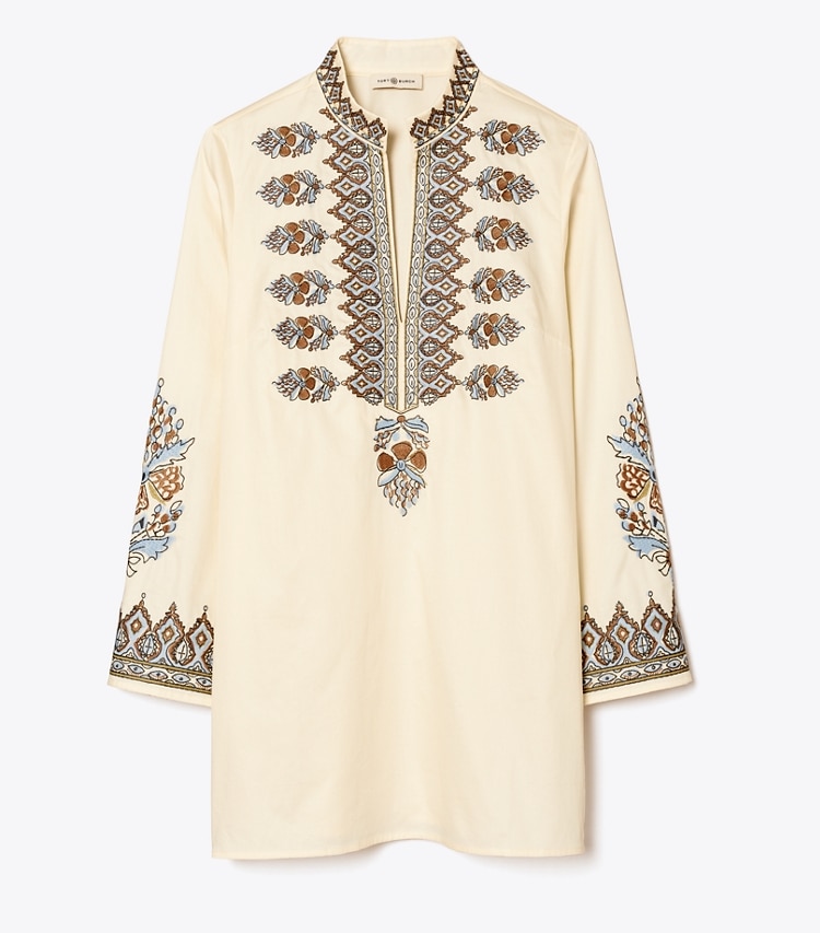 Tory Burch designer coverups Embroidered Tunic in French Cream front