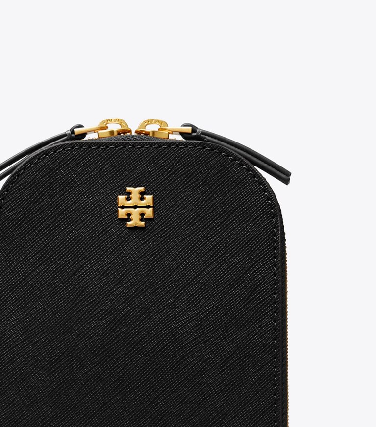 Tory Burch designer mini bags Emerson Phone Crossbody in Black detail