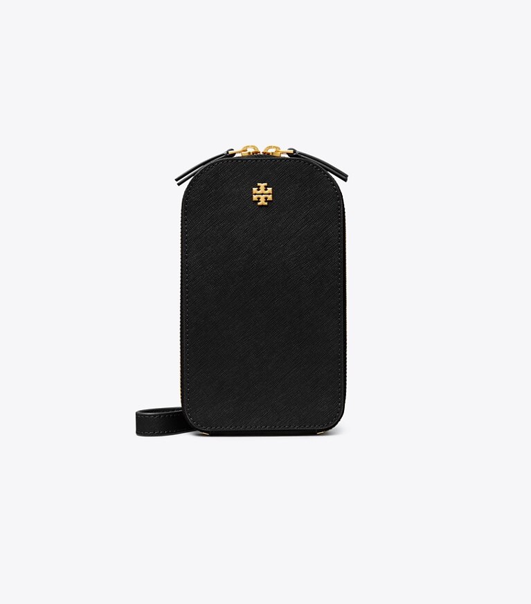 Tory Burch designer mini bags Emerson Phone Crossbody in Black front