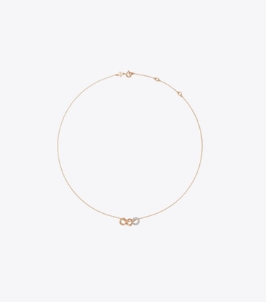 Tory Burch designer boites à bijoux Ensemble-cadeau collier et boucles d’oreilles Icon dans Tory Gold / Tory Silver / Crystal de face