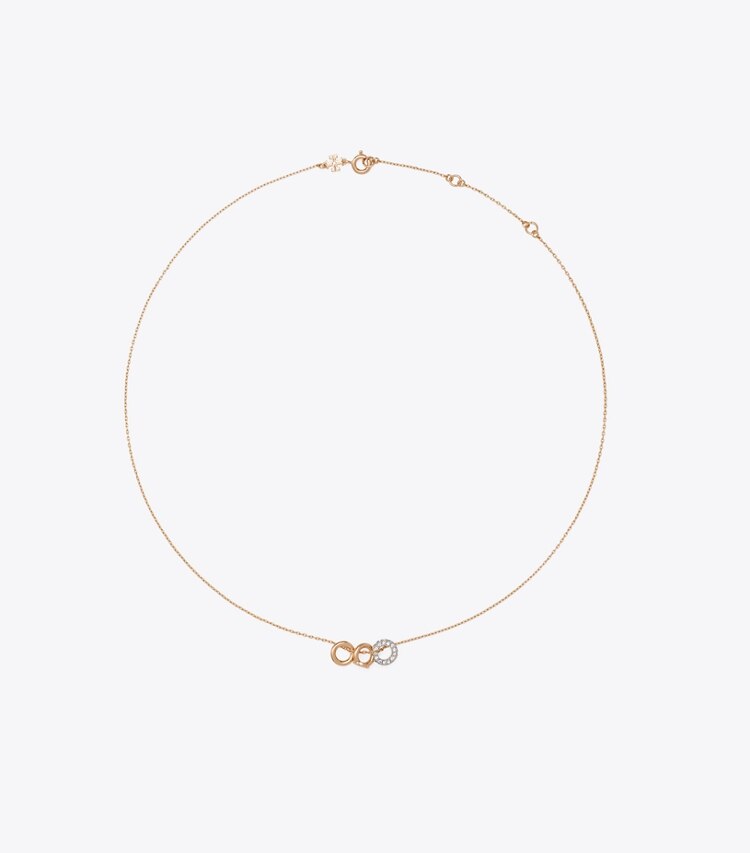 Tory Burch designer boites à bijoux Ensemble-cadeau collier et boucles d’oreilles Icon dans Tory Gold / Tory Silver / Crystal de face