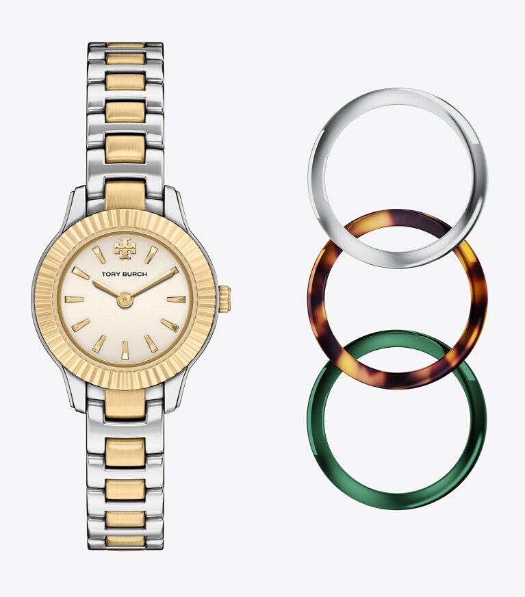 Tory Burch designer montres bracelet Ensemble-cadeau de montre Miller dans IVORY/TWO-TONE/TOPRINGS de face