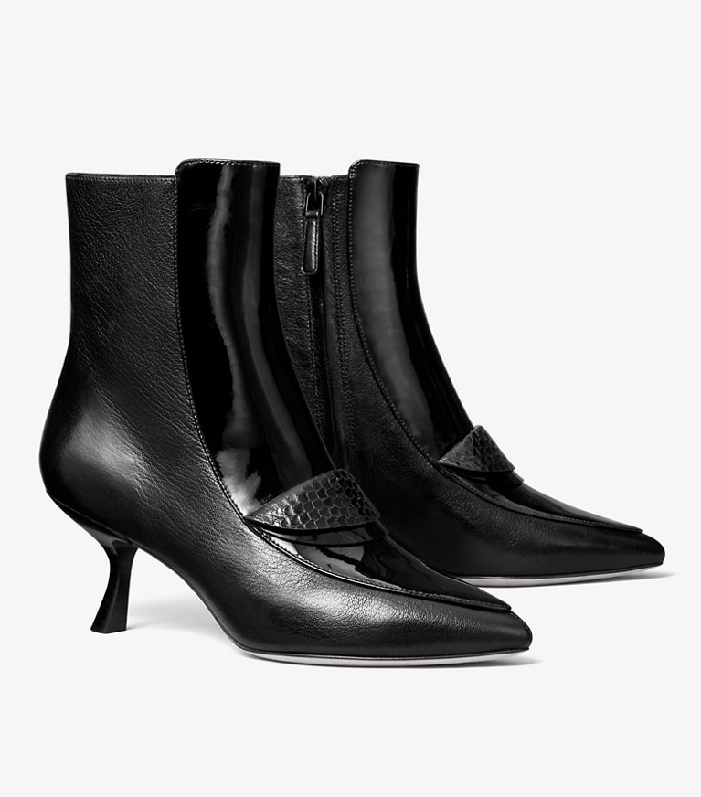 Tory Burch designer ブーティ エンベロープ アンクルブーツ in PERFECT BLACK angle