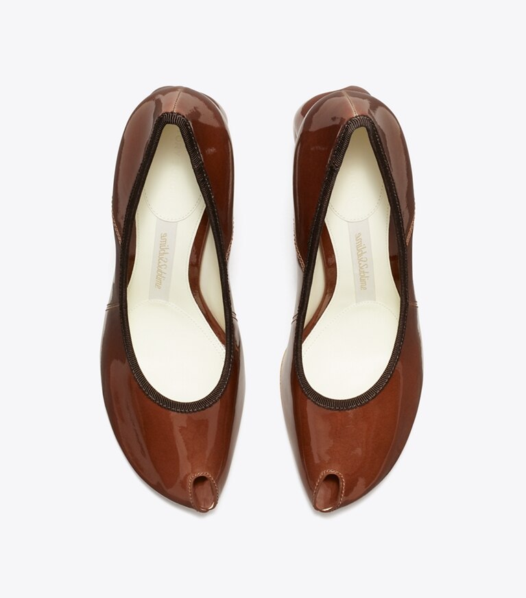 Tory Burch designer escarpins Escarpin à bout ouvert dans RUSSET BROWN vue du dessus