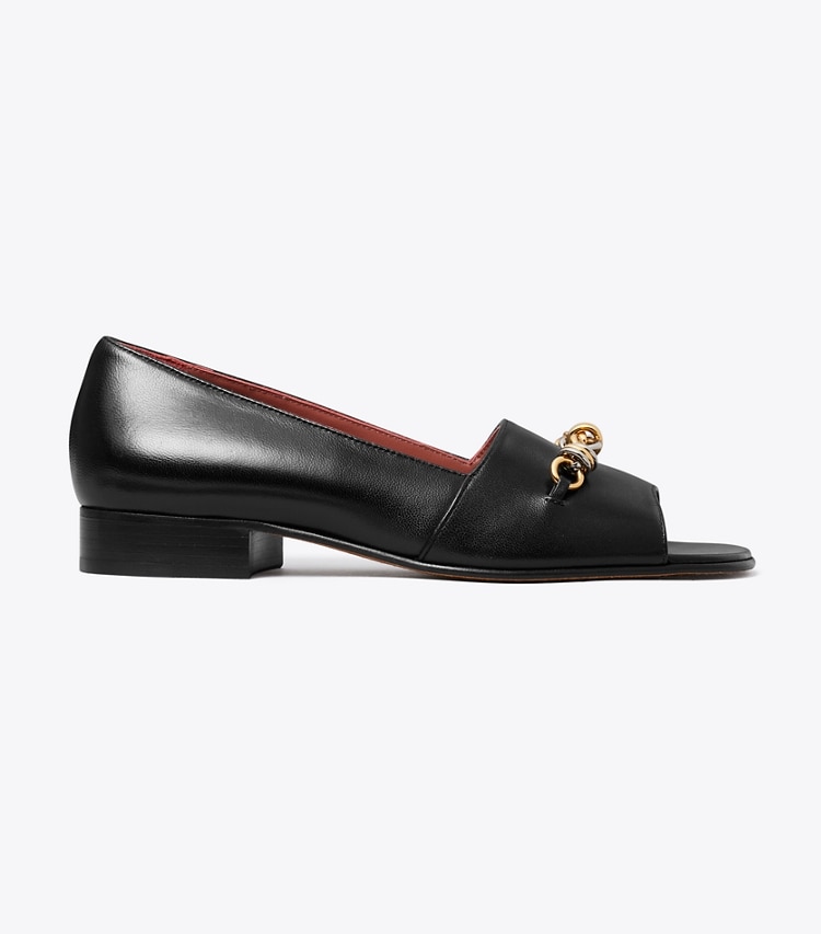 Tory Burch designer mocassins Escarpin à bout ouvert Runway Chain dans PERFECT BLACK de côté
