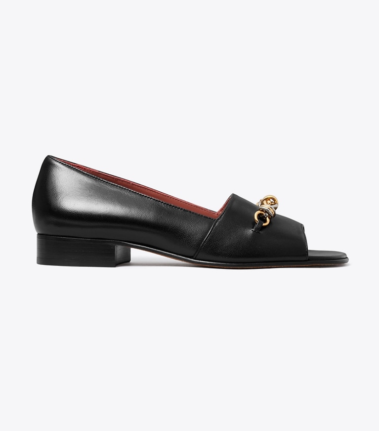 Tory Burch designer mocassins Escarpin à bout ouvert Runway Chain dans PERFECT BLACK de côté