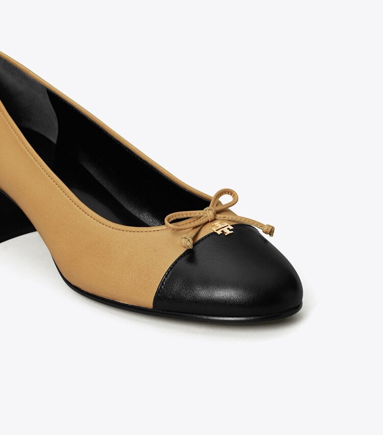 Tory Burch designer escarpins Escarpin à bout rapporté dans GINGER SHORTBREAD / PERFECT BLACK détails