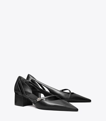 Tory Burch designer escarpins Escarpin D’Orsay à boucle Double T dans PERFECT BLACK angle
