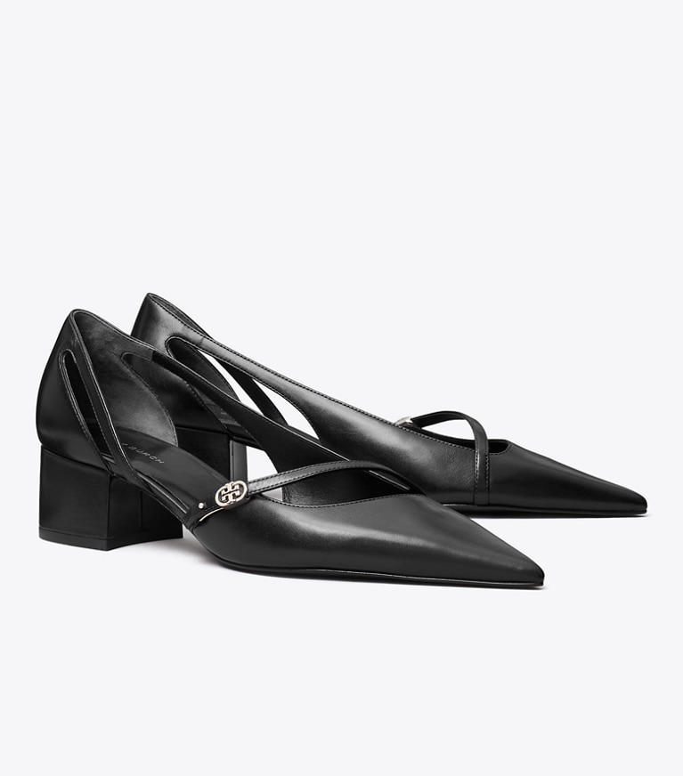 Tory Burch designer escarpins Escarpin D’Orsay à boucle Double T dans PERFECT BLACK angle